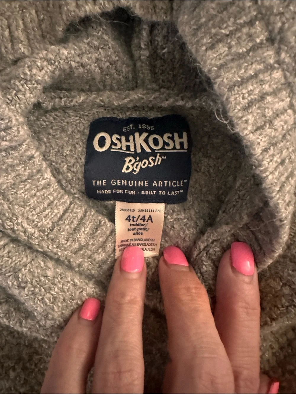 OshKosh B'gosh Toddler Gray Cowl Neck Knit Sweater